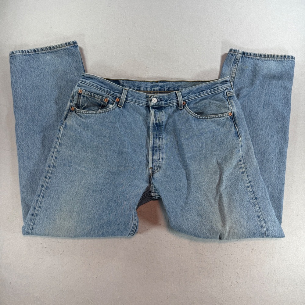 Vintage Levi's 501 Men's Jeans 38x32 Light Wash Colombia Straight Leg